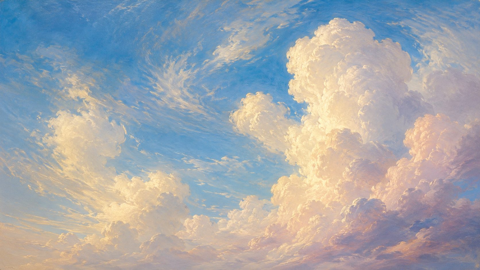 Céu aberto com nuvens iluminadas
